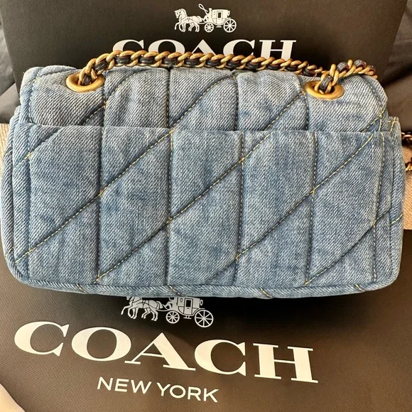100% Authentic Coach Tabby Denim Shoulder bag 20 - Picture 3 of 8
